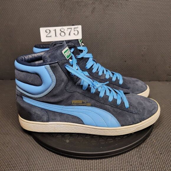 Puma First Round Ex Shoes Mens Sz 9.5 Blue White Hi Top Sneakers - Picture 1 of 8
